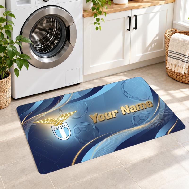 Lazio FC Custom Name Flannel Rug Kitchen Mat Non Slip Floor Carpet Personalized Home Decor