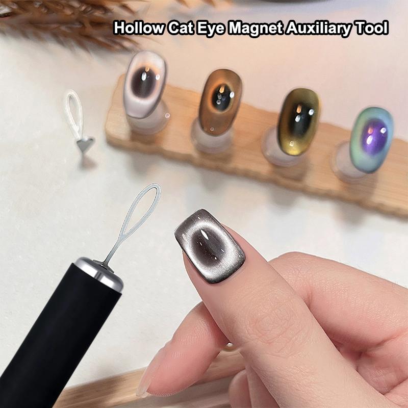 2In1 Cat Eye Magnet Double-Head Hollow Metal Sheet Strong Magnetic French Effect Nail Art Diy Salon Use Multi-Functional Tool