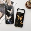 Case For Samsung Galaxy Z Flip 6 5 4 3 Phone Case Flower Butterfly Leather-Grain Shockproof Cover For Galaxy Z Flip6 Flip4 Flip5