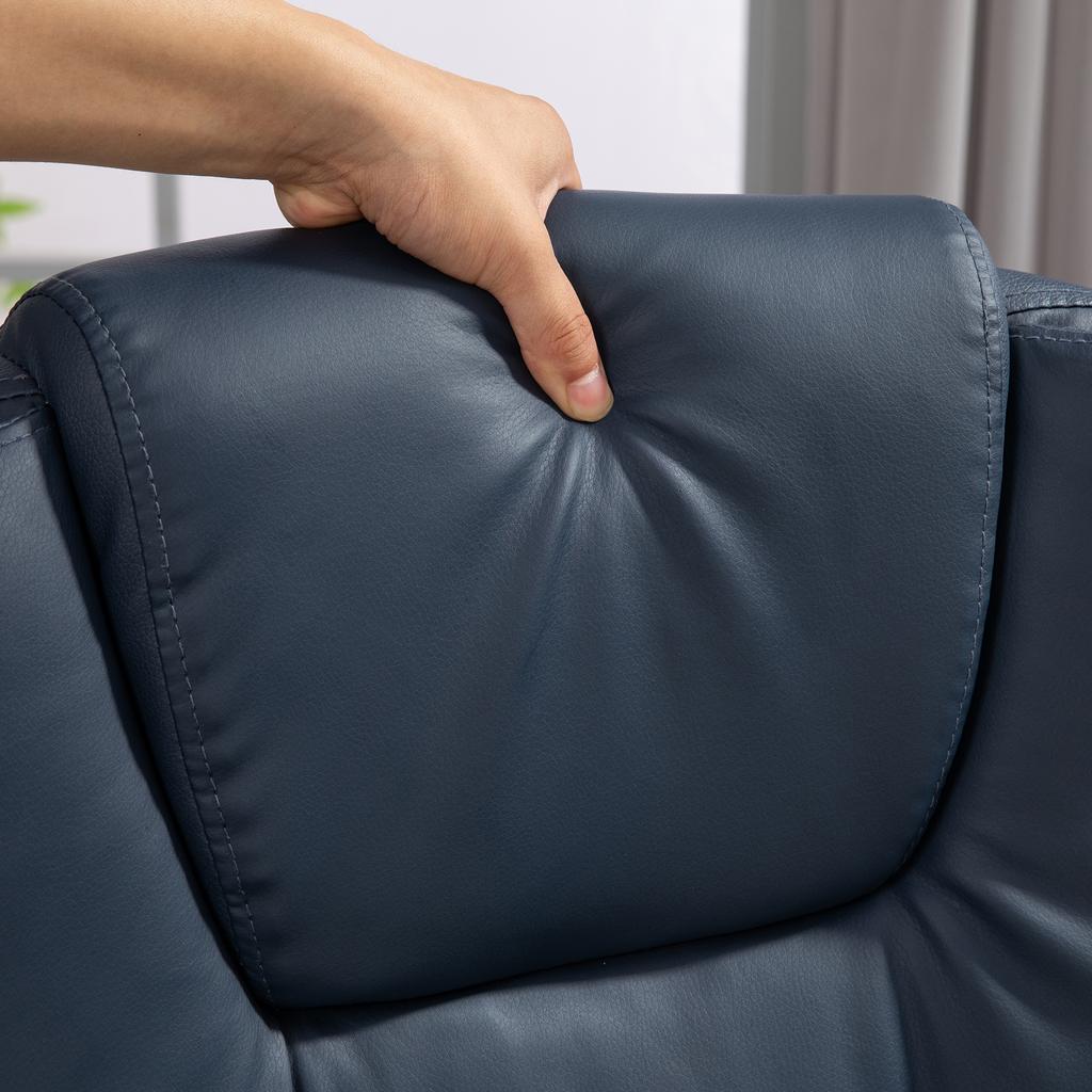 Massage Office Chair, 7 Vibration Points, Adjustable Footrest & Backrest, Up To 120 Kg, Leather Look, Blue