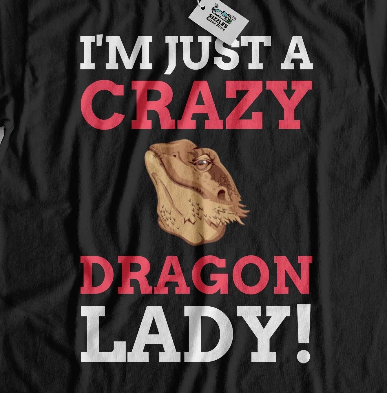 I m Just A Crazy Dragon Lady! Funny Bearded Dragon T-Shirt Lizard & Reptile Gift 2XL