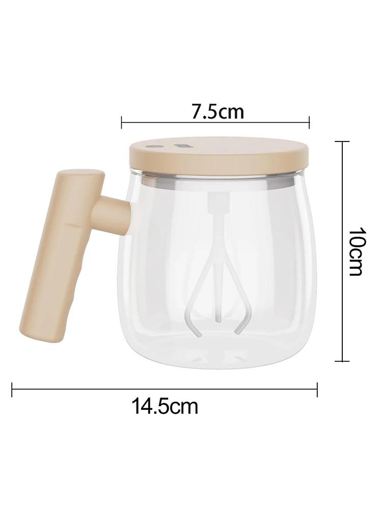 400ML Glass Electric Self-stirring Coffee Mug with Handles High-Speed Mixing Mug for Coffee Milk Tea Rechargeable Cup For Home