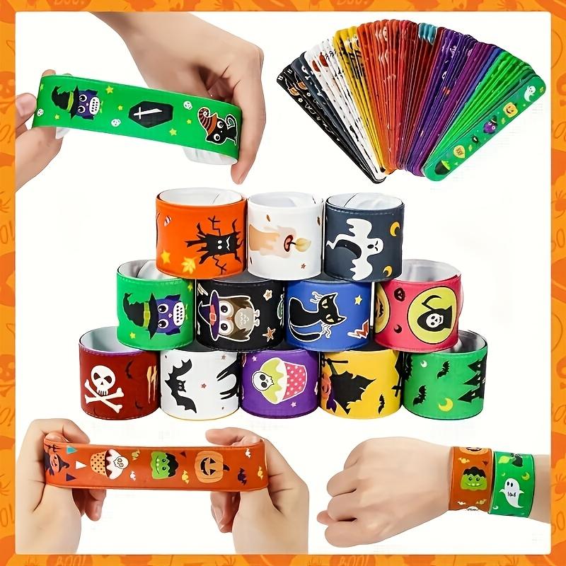12/24Pcs Halloween Theme Slap Bracelets Perfect for Halloween Ghost Festival Trick Party Gifts Decoration Kindergarten Gift Bag