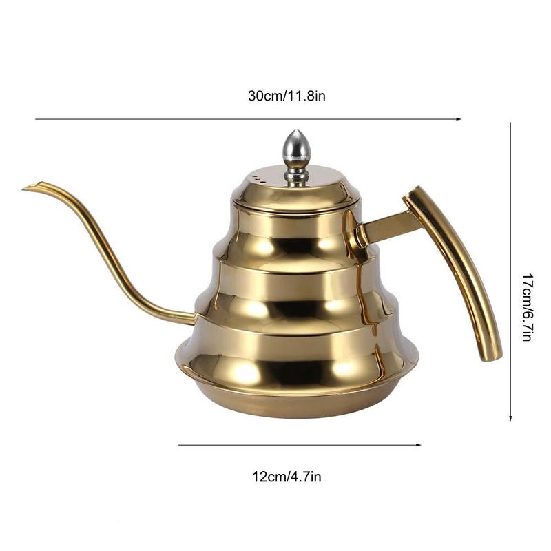 Stainless Steel Pour Coffee Kettle Long Adhesive Teapot 1.2L Over Cafe Cafe with Lid | Kettles