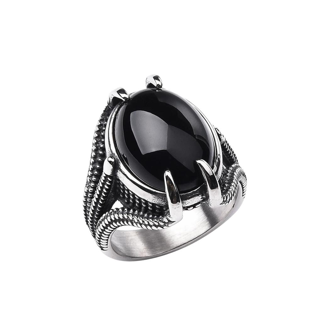 Men's Trend High Quality 316LStainless Steel Onyx Claw Rings Classic Vintage Fashion  Products