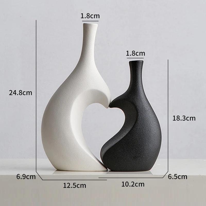 

Nordic Ceramic Love Vase Combination Shape Decor, Home Dining Table Bedroom Living Room Flower Art Decoration, Floral organ, 1Pc