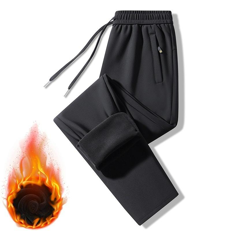Men's Sports Casual Pants Autumn and Winter Plus Velvet Graphene Warm Drawstring Pants Men's Thickened Straight Trousers Men