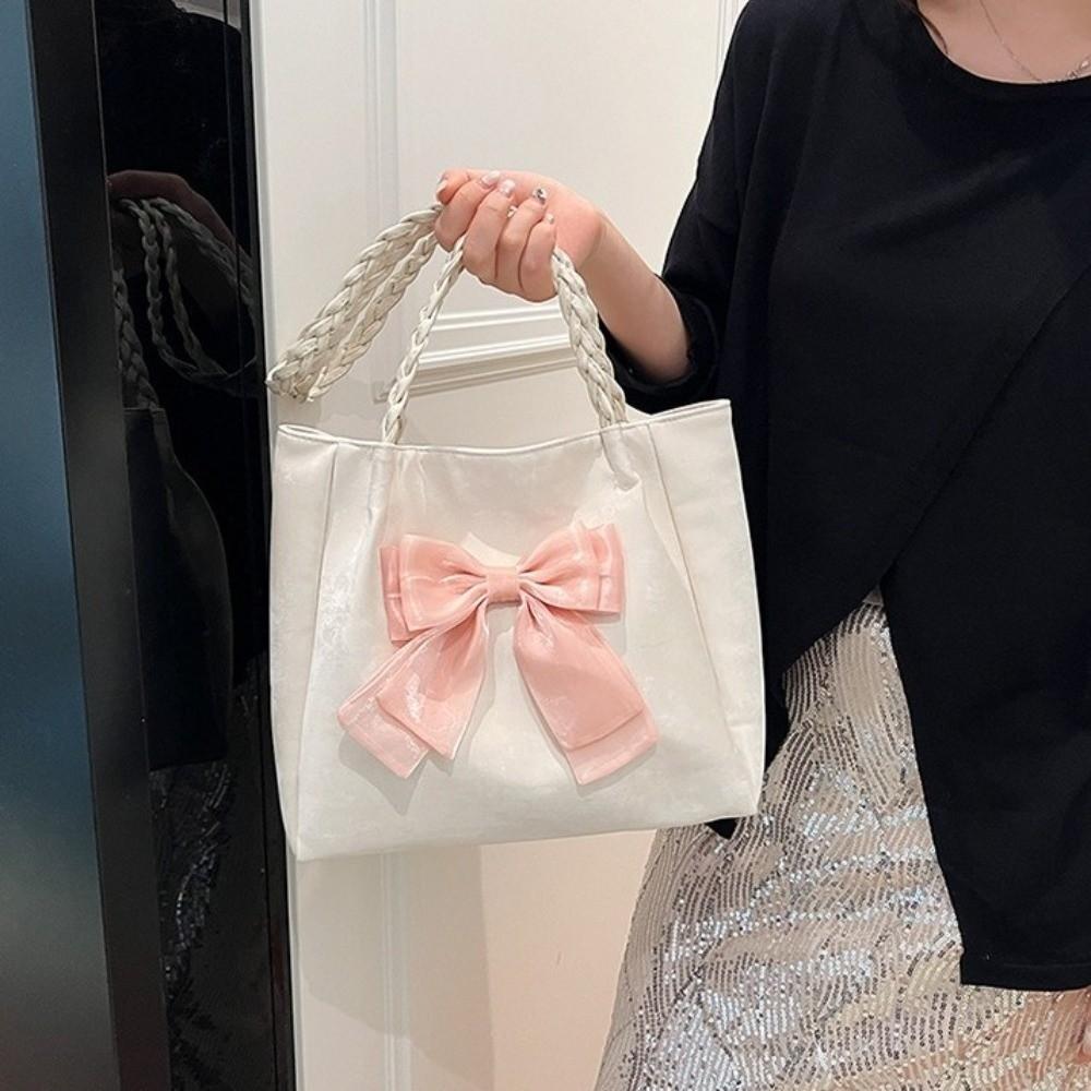 Soft Bow Shoulder Bag Large Capacity Crossbody Bag Portable Women's Shoulder Bag Daily Commute