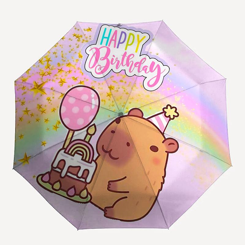 Capybara Themed Travel Umbrella-8 Ribs Automatic Opening and Closing, Portable Folding Design, Compact and Stylish Umbrella Suitable for Out