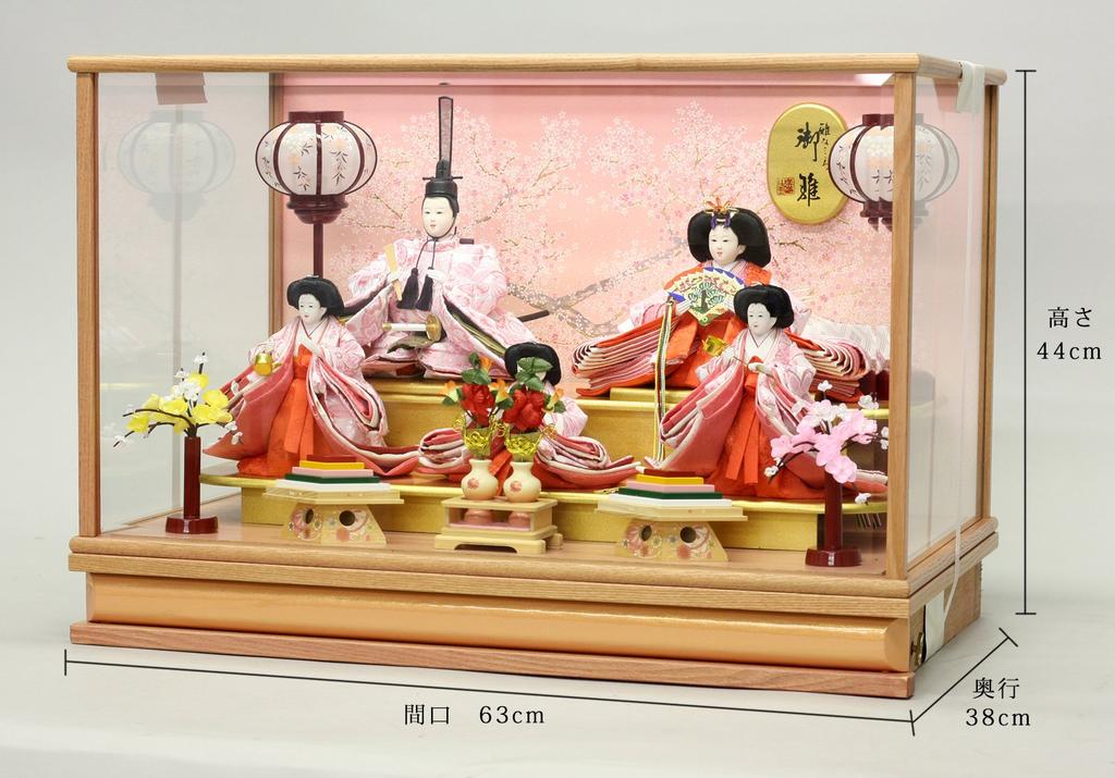 Hina Doll Case Decoration Hina Doll Cherry Blossom Pattern Back Five Person Case Decoration Komachi W63 X D38 X H44cm
