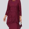 Rochie bodycon elegantă din dantelă brodată, două piese, pentru femei mărimi mari, rochie de seară elegantă pentru navetă