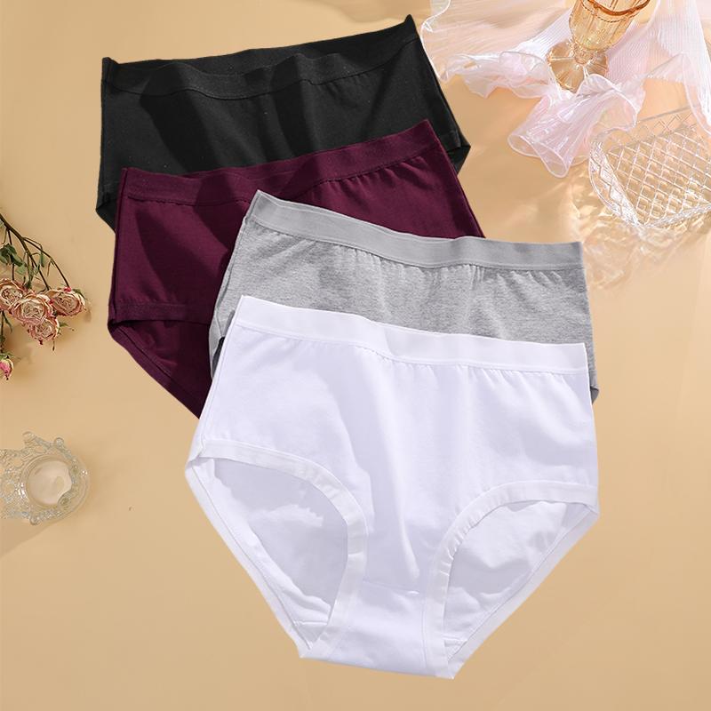 4Pcs/Set High Waist Underwear Cotton Panties Women Body Strips Underpants Plus Size Girls Briefs Female Lingerie Oversize Pantys