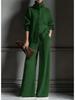 2025 European American Fashion Women's Autumn Winter High Neck Knit Wide-Leg Suit
