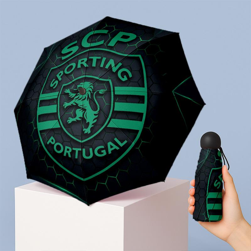 Sporting CP FC Mini 5-fach Taschenschirm Kompakt Leicht Anti-UV Regen Sonnenschutz Schirm Tragbar Reise Regenschirm
