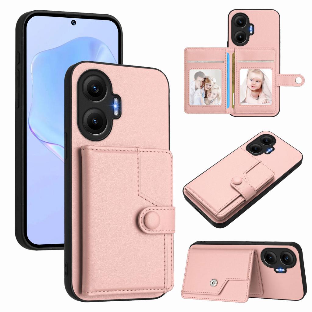 Für Xiaomi Poco F7 5G/Xiaomi Redmi Turbo 4 Pro 5G Hülle RFID-Blockierender Kartenhalter Ständer TPU+PU-Leder Handy-Rückseite