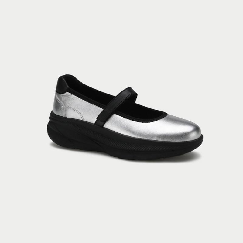 Thommcan Women S Comfort Mary Jane SneakerS Silver Black 8tmSy45S7S