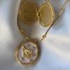 Vintage Copper Locking Necklace For Women With Geometric Pendant And Stones