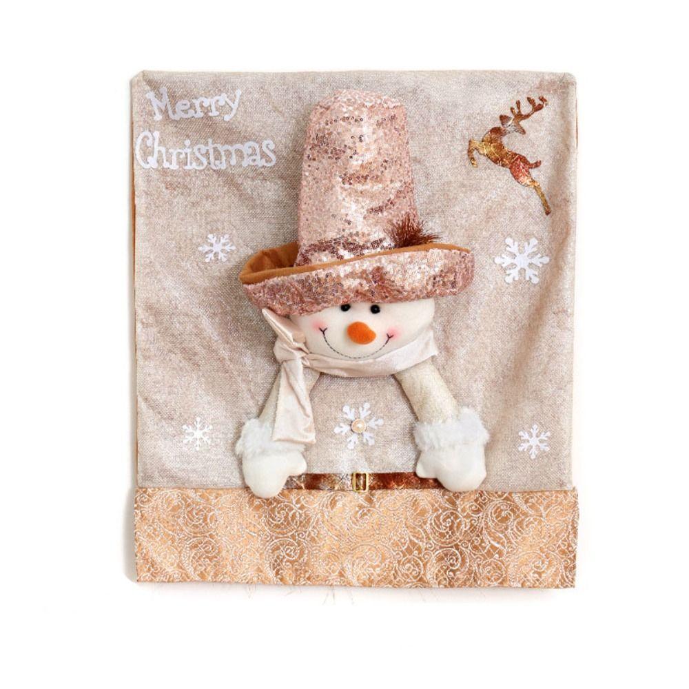 Cartoon Christmas Chair Cover Soft Removable Seat Protector Purple Glitter Christmas Table Decor New Year Supplies