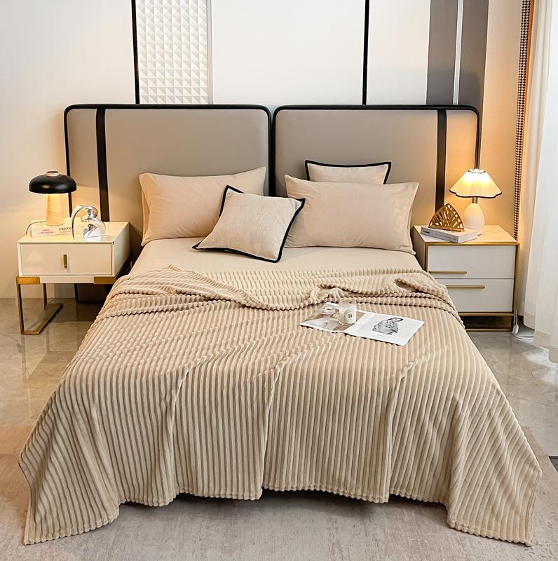 Gray Striped Autumn Throw Blanket Soft Solid Color Winter Bedroom Warm Bed Blanket Home Hotel Travel Portable Blankets Full Size