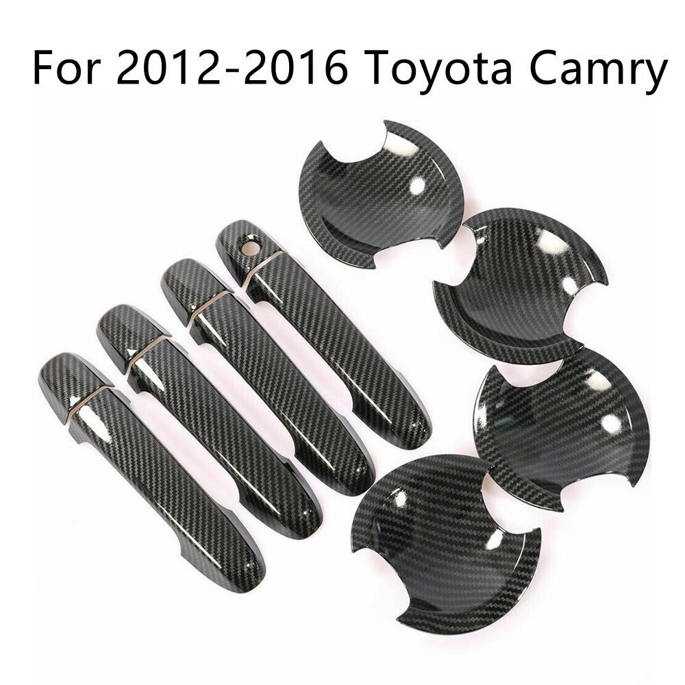For 2012-2016 Toyota Camry Carbon Fiber Door Handle Covers+Bowl Trim Accessories