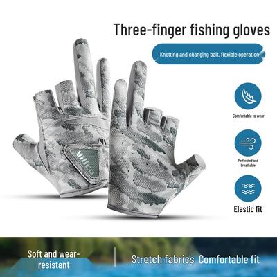 Summer Thin Breathable Three-Finger Fishing Gloves - Anti-slip, Professional Lure Design