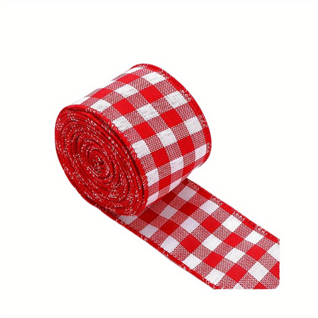 Beautiful Christmas Red And White Check Ribbon For Stylish Bow Crafting And Decor