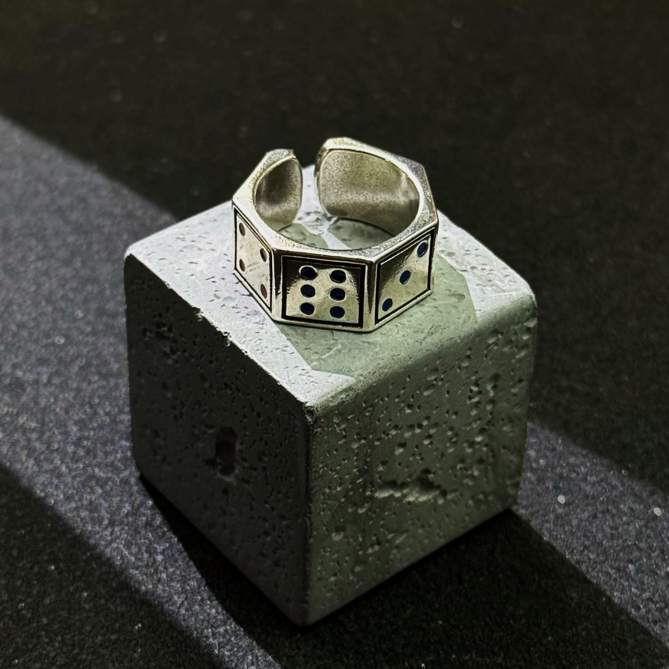 Ретро Кольцо-Кубик для Мужчин Женщин Посеребренная Медь Панк Готика Дерзкое Мизинец Унисекс Аксессуары Подарок на Удачу 7-8