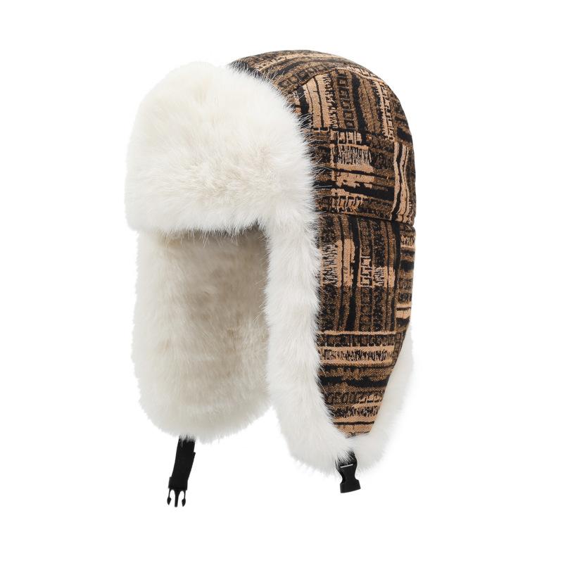 

Теплая ветрозащитная шапка для катания на открытом воздухе, зимняя шапка для защиты ушей для мужчин и женщин, милая парная шапка L（58-60cm） хаки