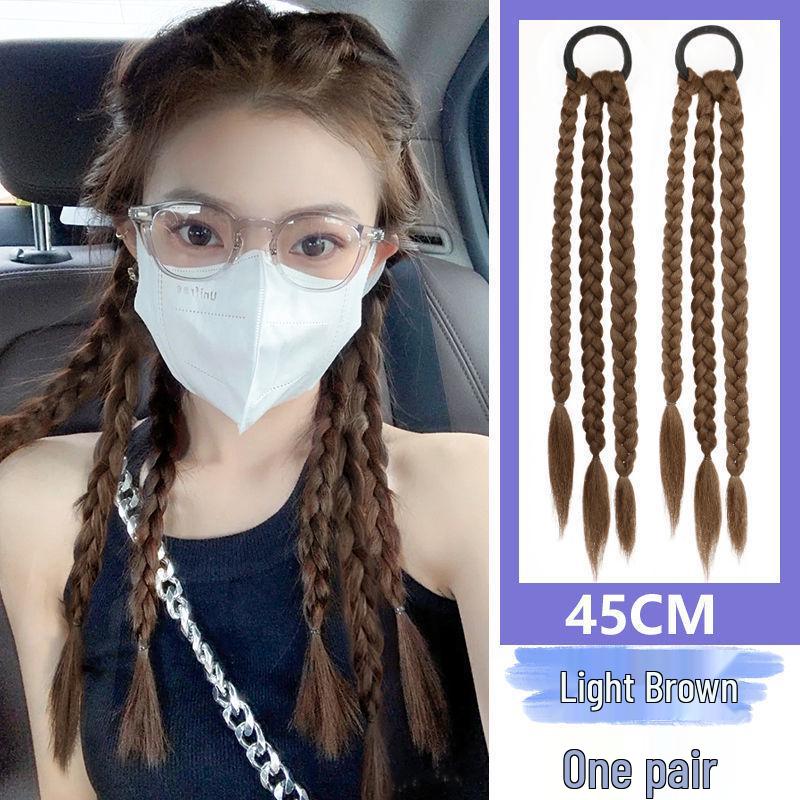 Women's Highlighted Bubble Boxer Braids Wig - Three-Strand Pigtails