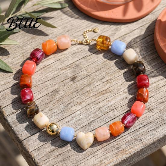 Stylish Neck Accessory Chunky Beaded Choker Bohemian Colorful Beads Necklace