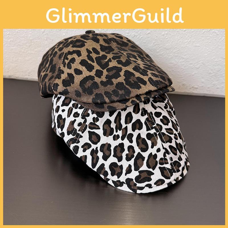 Leopard Print Brim Hat With Cotton And Polyester Blend For Allseason Wear