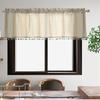 Short Curtain With Colorful Tassels For Home Decors Semi Sheer Window Drape Valance Panel Easy Installation Rod Pocket