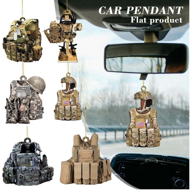 Military Flat Uniform Acrylic Car Hanging Pendant Christmas Decor Supplies Party