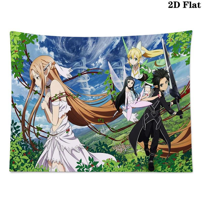 Sword Art Online Wall Tapestry Aesthetic Wall Hanging Printed Fabric Blanket Decorative Tapestries for Bedroom Living Room Home Decor