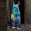 Women's Loose Casual Vintage Style Cotton Linen Overalls with Adjustable Straps and Pockets Halloween Inspired Graphic Print Jumpsuit