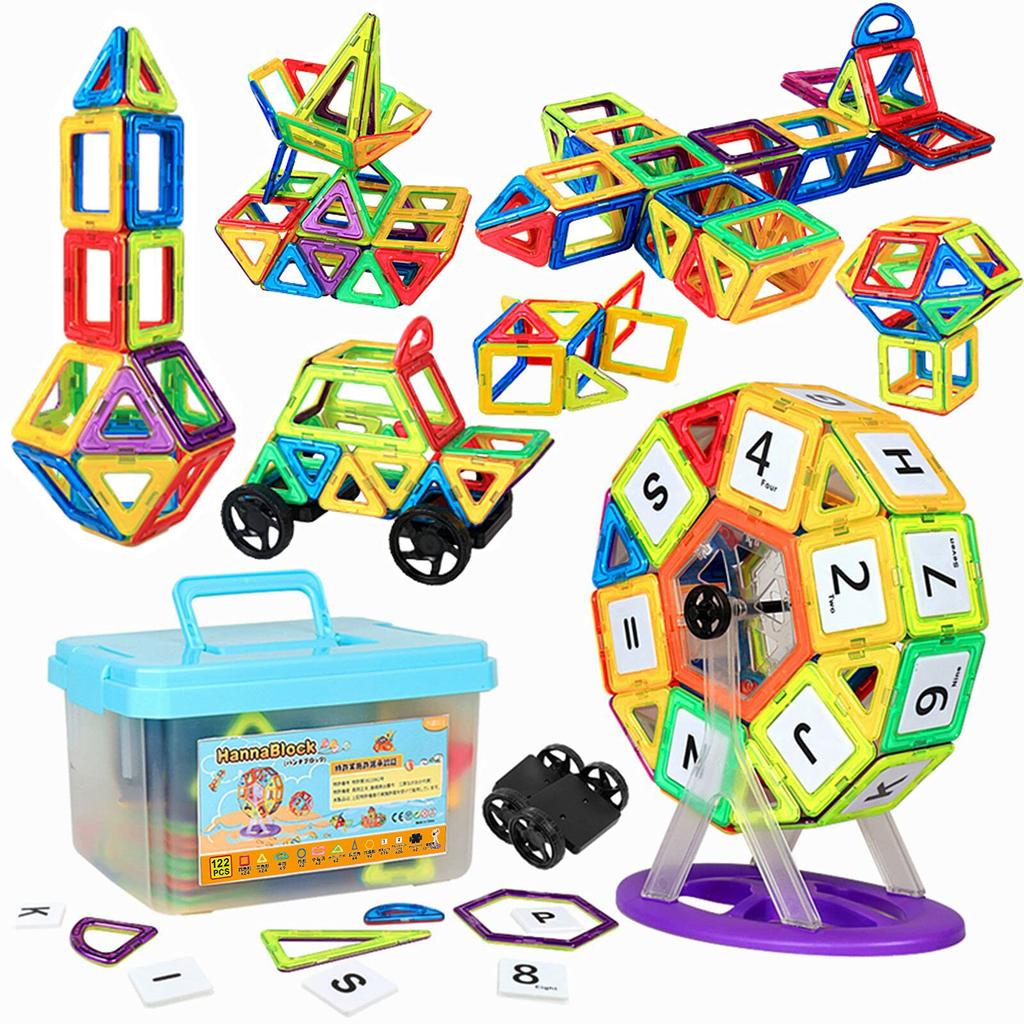 HannaBlock Magnetic Building Magnetic Educational Toys for Boys and Building Blocks 122-Pcs Blocks, Toys, Kids, Girls,