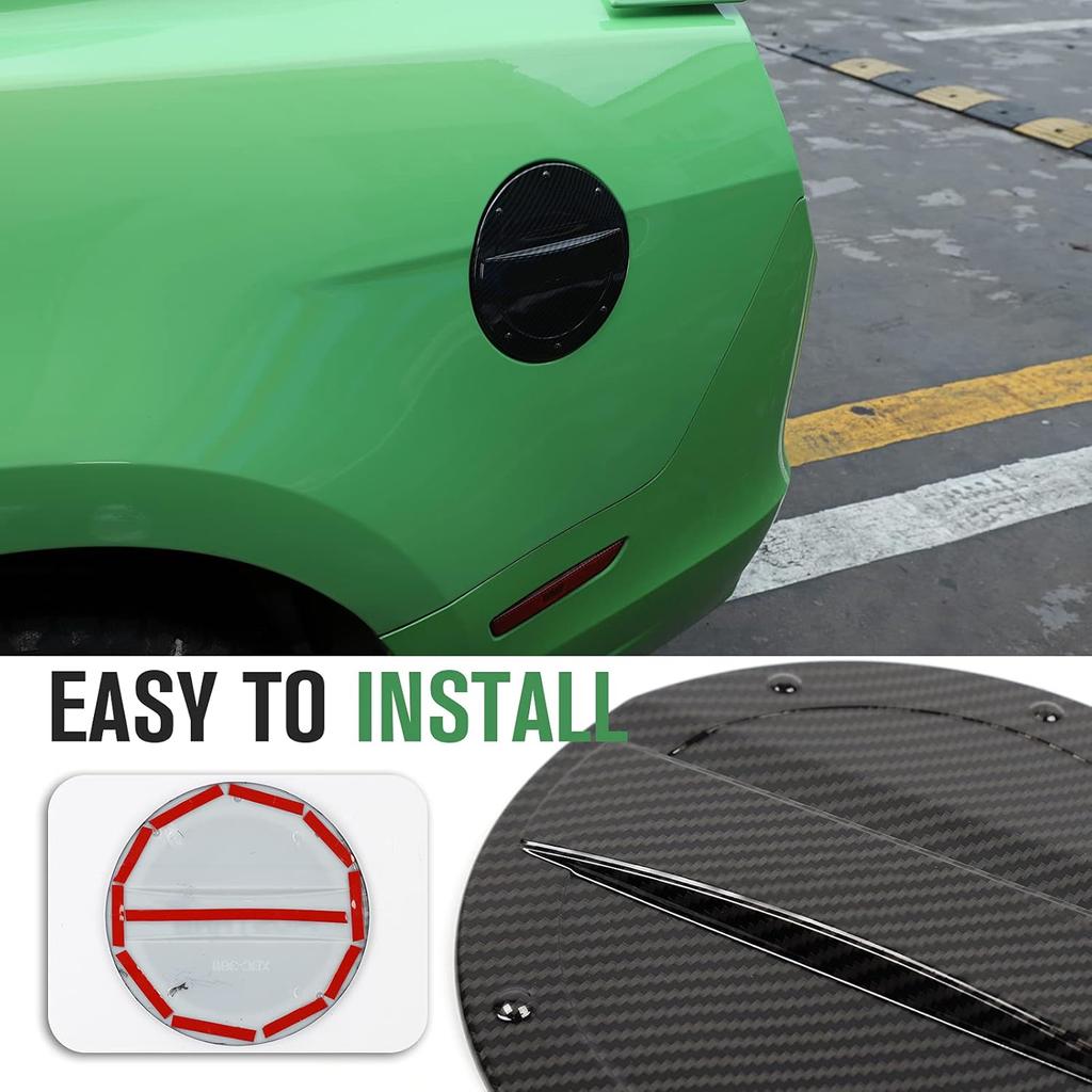 JeCar for Mustang Carbon Fiber Trim Accessories Fit for 2010-2014 Ford Mustang Fuel Door Cover Decoration Gas Cap Cover Trim (It Is Not A Gas Cap