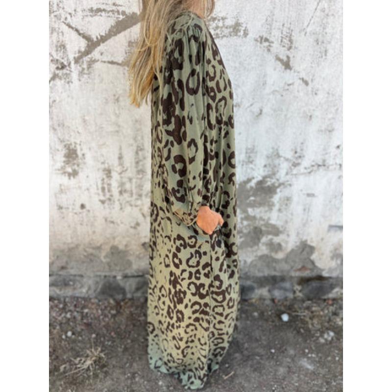 YYFS Women's Fashion Spring Fall Colour Block Print Long Sleeve V-Neck Loose Waistline Casual Dresses