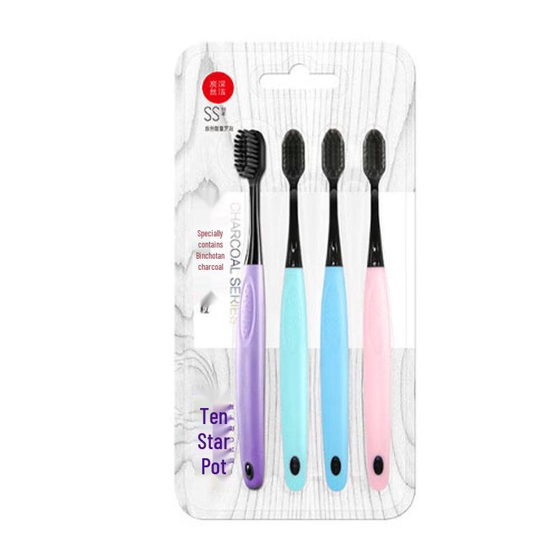 Shuke Charcoal Bristle Toothbrush 4-Pack