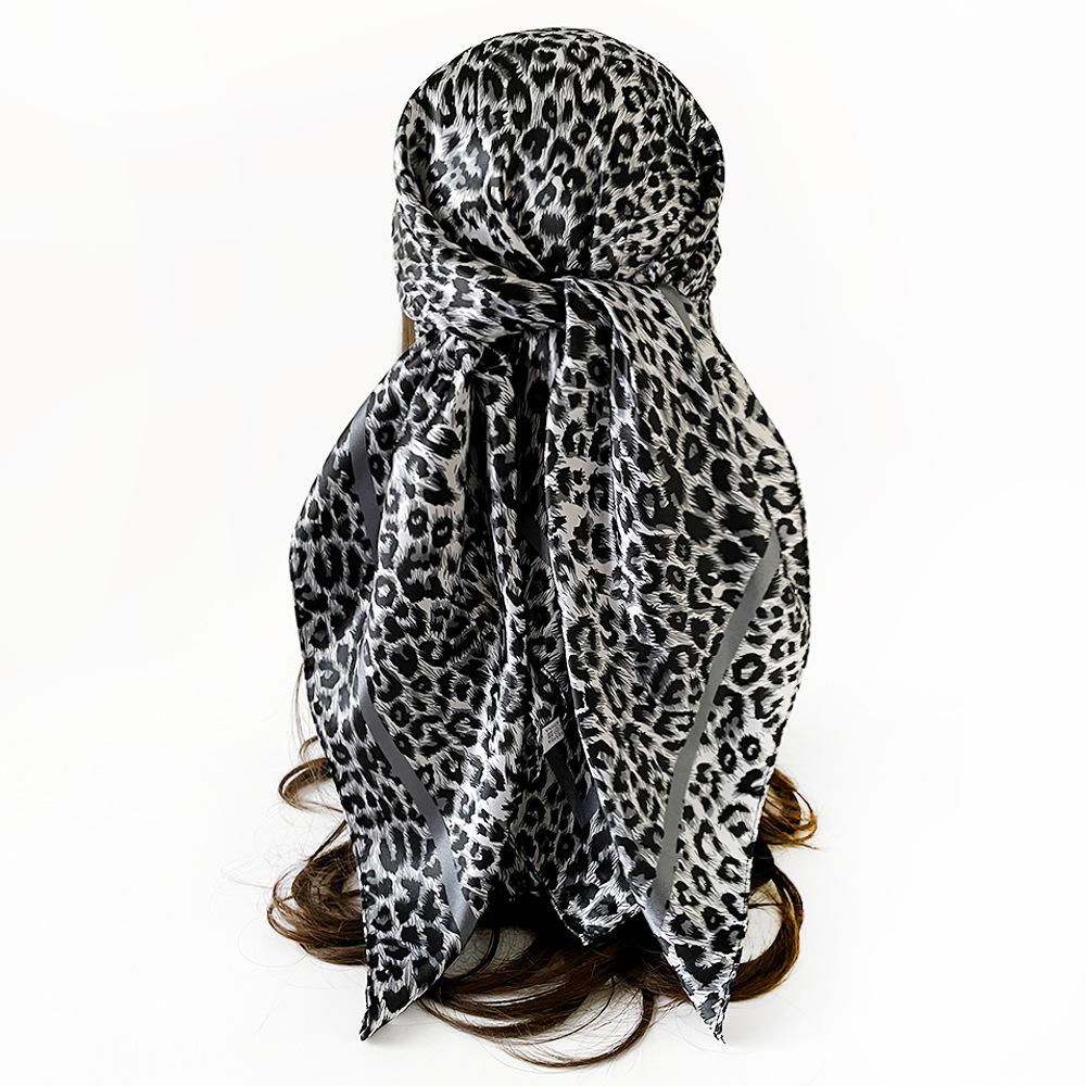Leopard Print Silk Scarf 90 Artificial Silk Square Scarf Women's Satin Square Scarf Scarf Moslin Bag Headscarf
