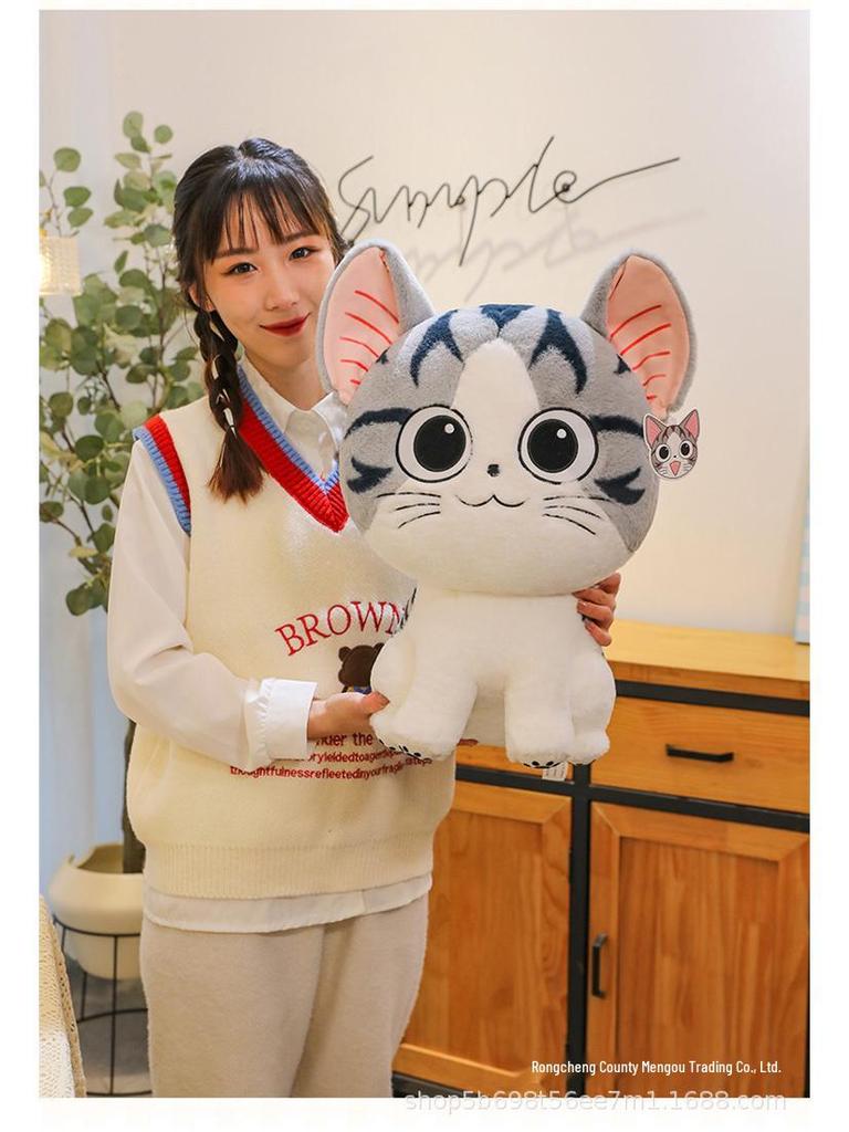 Cross-Border Authentic Cheese Cat Plush Toy: Cute Kitten Doll Pillow for Girls