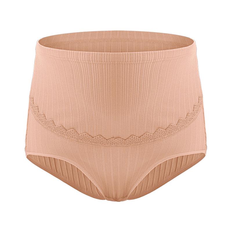 Adjustable High-Waisted Maternity Lace Panties with Breathable Cotton and Abdominal Support