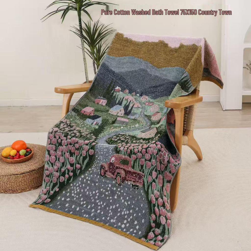 New Soft Ethnic Style Sun God Cotton Bath Towel - Skin-friendly & Absorbent