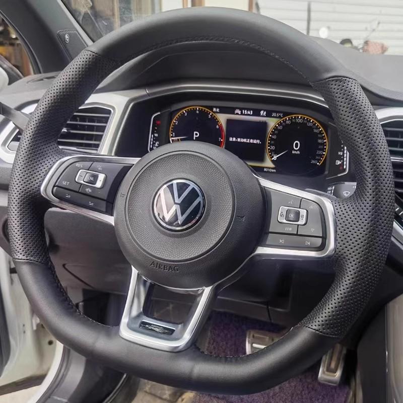 

Braid Genuine Leather Car Steering Wheel Cover for Volkswagen VW Golf R MK7 Golf 7 GTI VW Polo Scirocco 14-16 DIY Car Interior