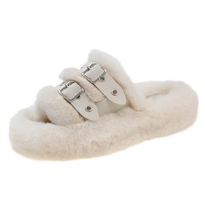 Wool Slippers for Women's Outerwear Fashion, Large Size Home Insulation, Cotton Slippers, Popular Thick Soles Wholesale