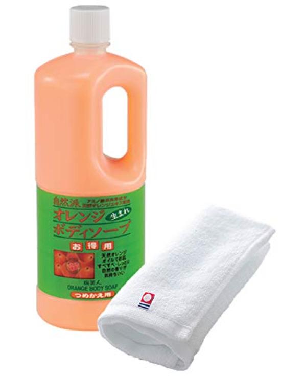 Azuma Trading Co., Ltd. [Same Price, Includes Imabari Towel] Orange Body Soap Refill 1000ml  Contains Natural Orange Extract, Amino Acid-Based