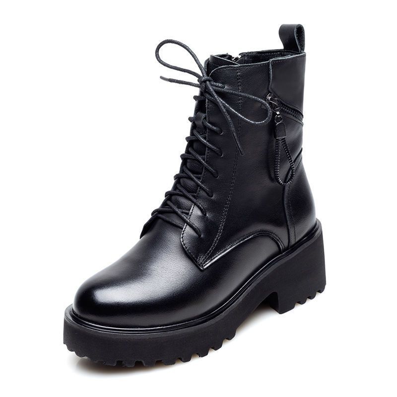 Thick-soled fashion Martin boots British style soft-soled velvet leather boots versatile cotton shoes winter new non-slip medium boots