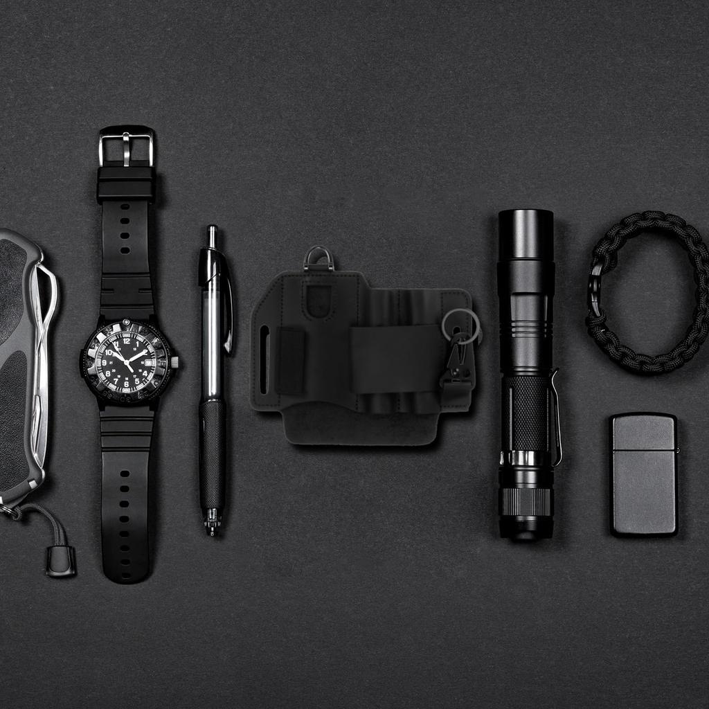 uxcell Multi Tool Sheath EDC Pocket Organizer x PU Leather Large Capacity Leather EDC Pocket Organizer Pen Holder for Key Fob Key Pen Flashlight Multi