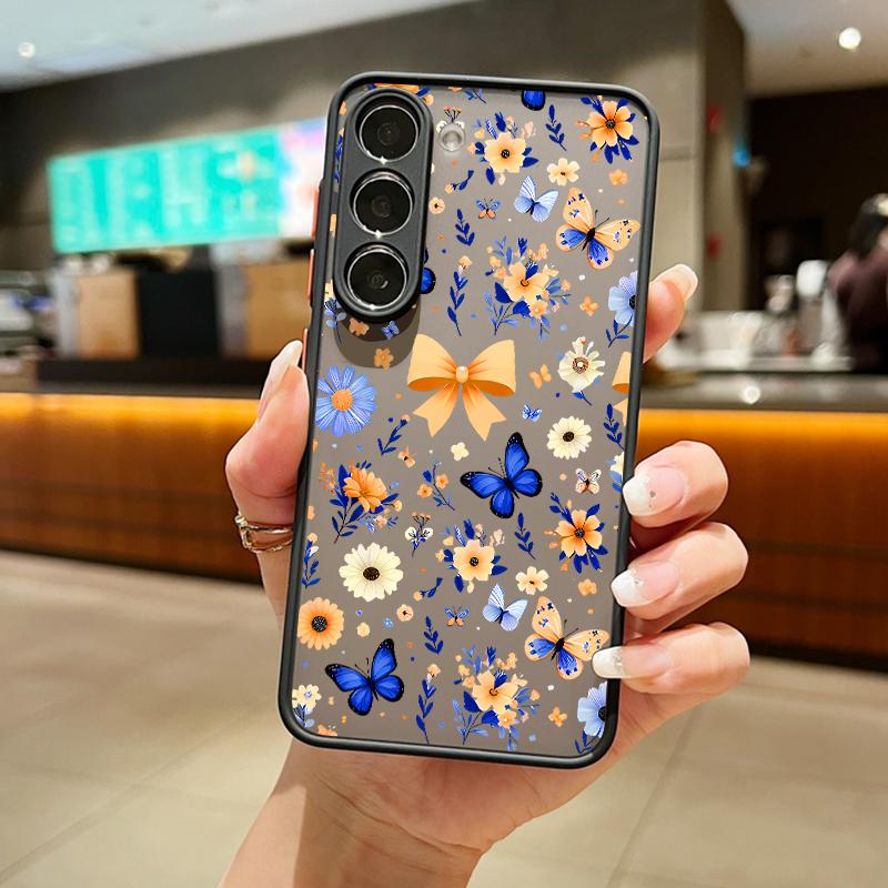 S25 Ultra Case Lovely Butterfly Bowknots Floral Pattern Cover For Samsung Galaxy S25 Edge S24 Ultra S23 S22 Plus S21 FE Capa Funda