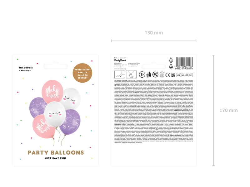 Partydeco Balony 30Cm Jednorożec 1 Opakowanie 6 Szt